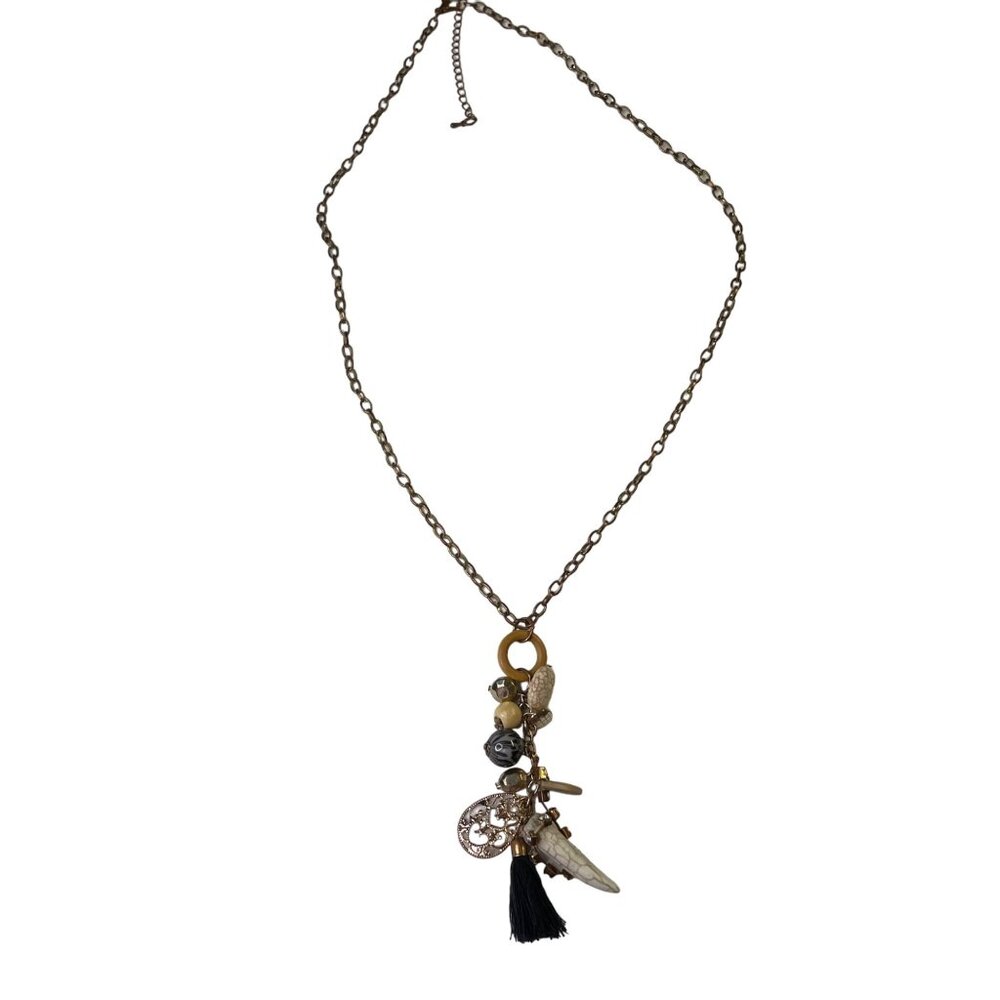 Vintage Boho Charm Necklace Beads Tassel Pendant Adjustable Length Retro u Fashi - Picture 2 of 7